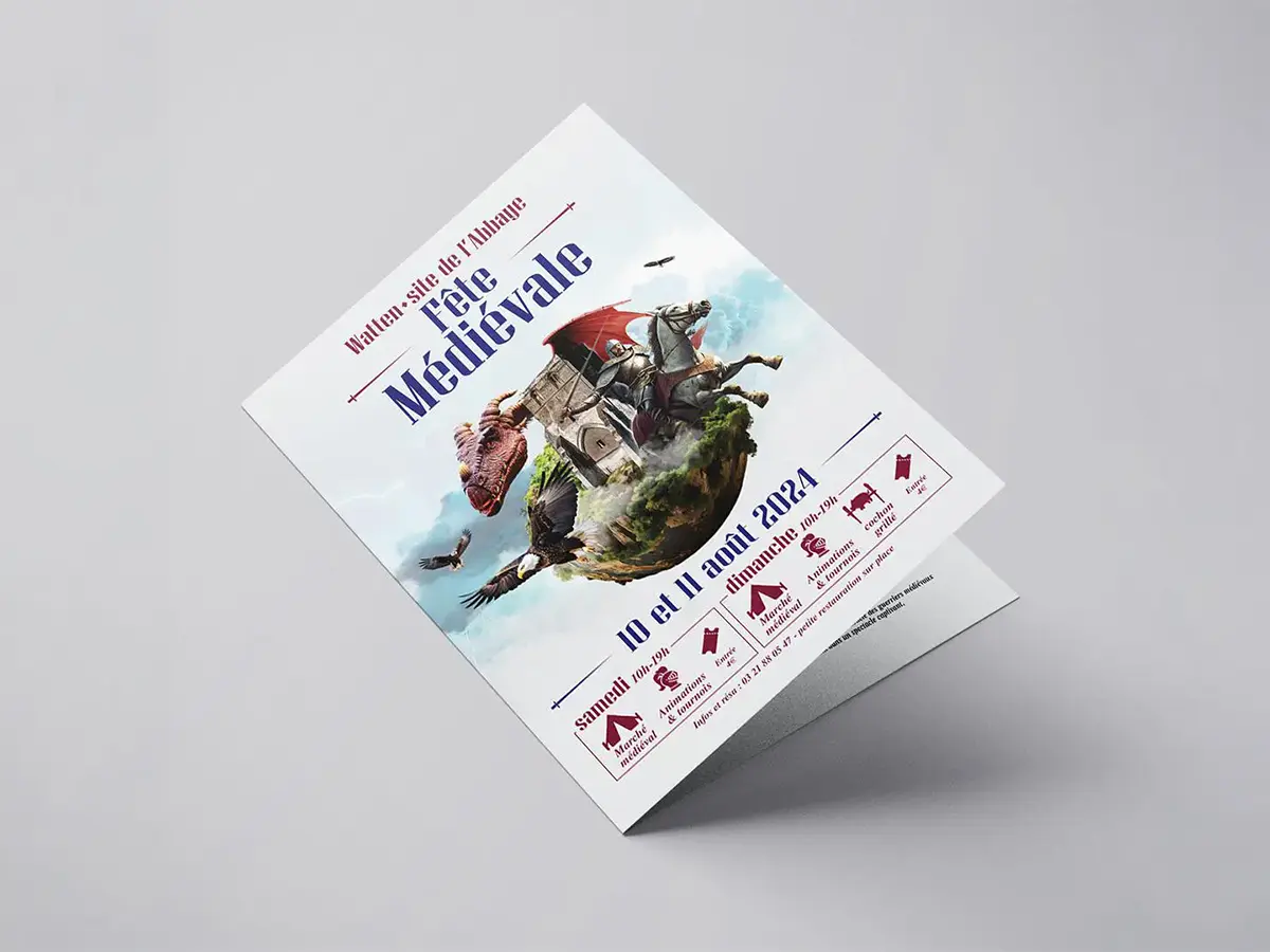 Flyers programme dépliant fête médiévale Watten — Graphiste freelance