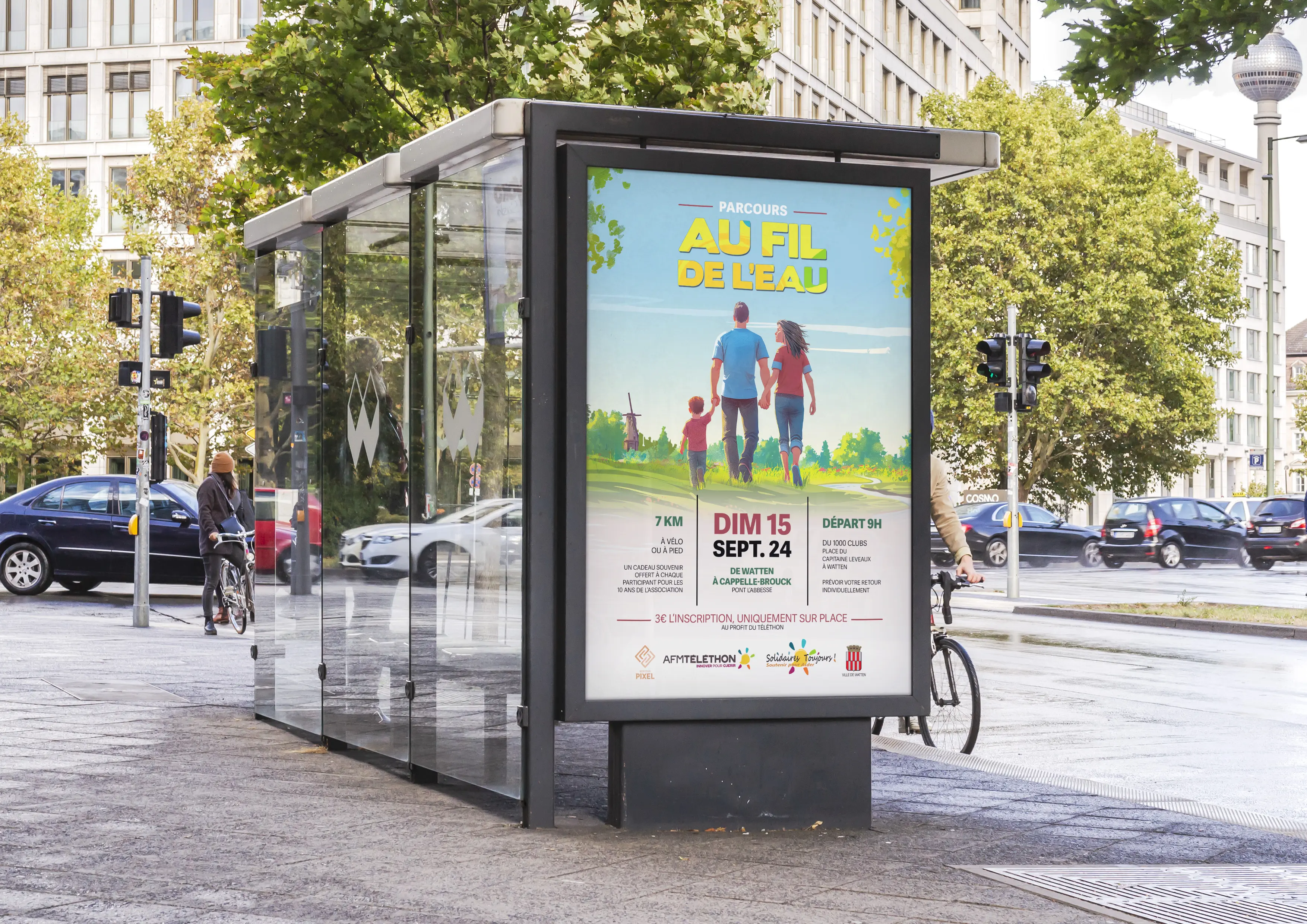 Affiche marche solidaire Téléthon association Watten — Graphiste freelance