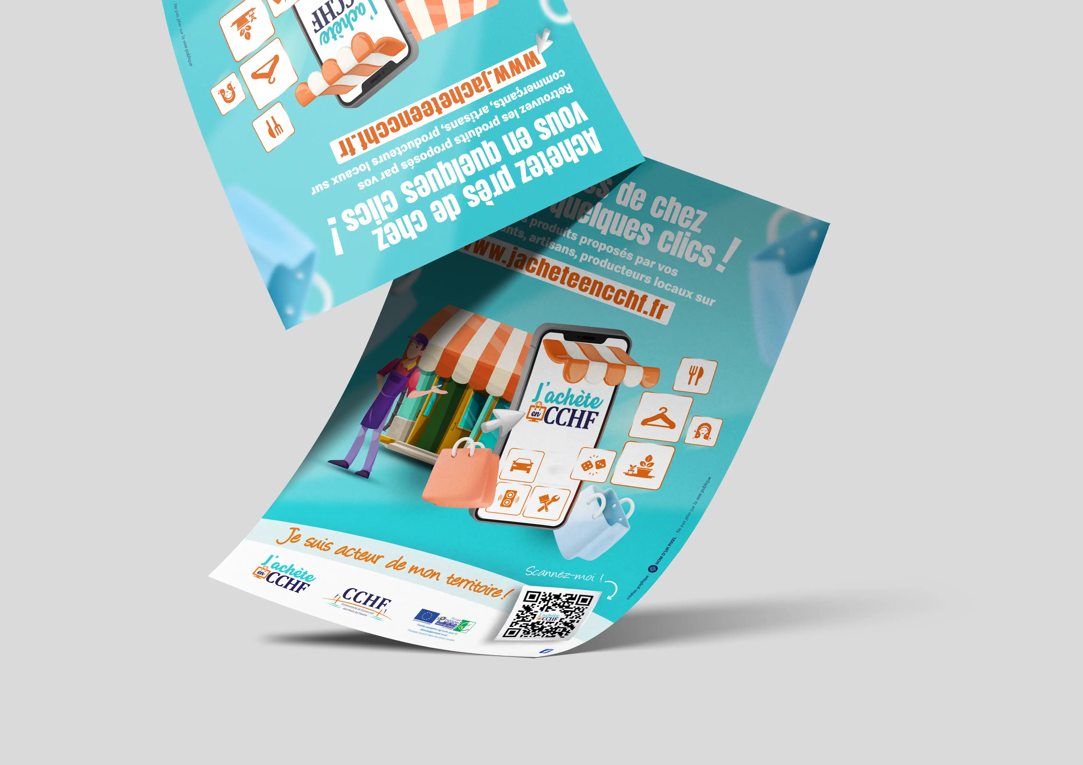 Affiche et flyers CCHF plateforme commerçants artisans — Graphiste freelance