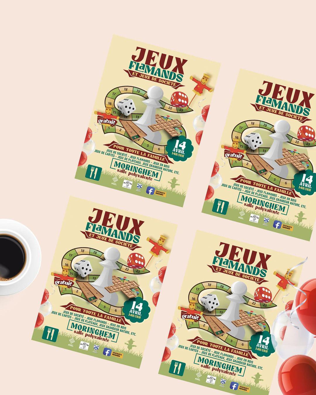 affiche publicitaire et flyers pour un événement de jeux flamands à Moringhem entre Saint omer, Dunkerque et calais - Graphiste freelance
