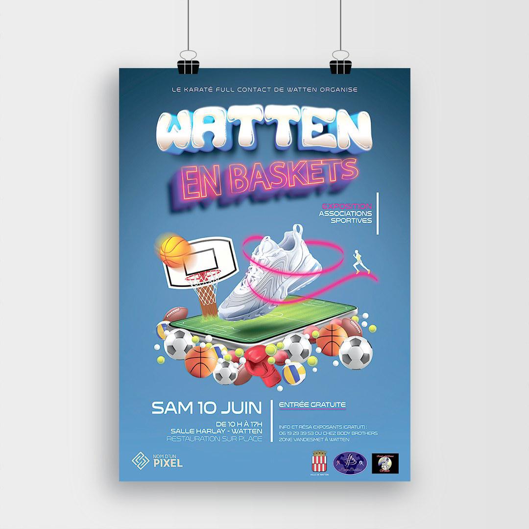 affiche publicitaire pour un salon événementiel du sport a Watten - Graphiste freelance