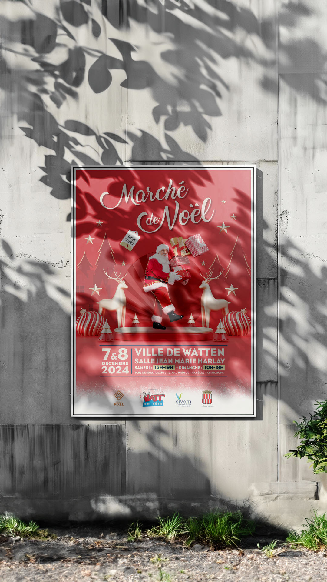 affiche publicitaire pour le marché de noël événementiel a Watten - Graphiste indépendant